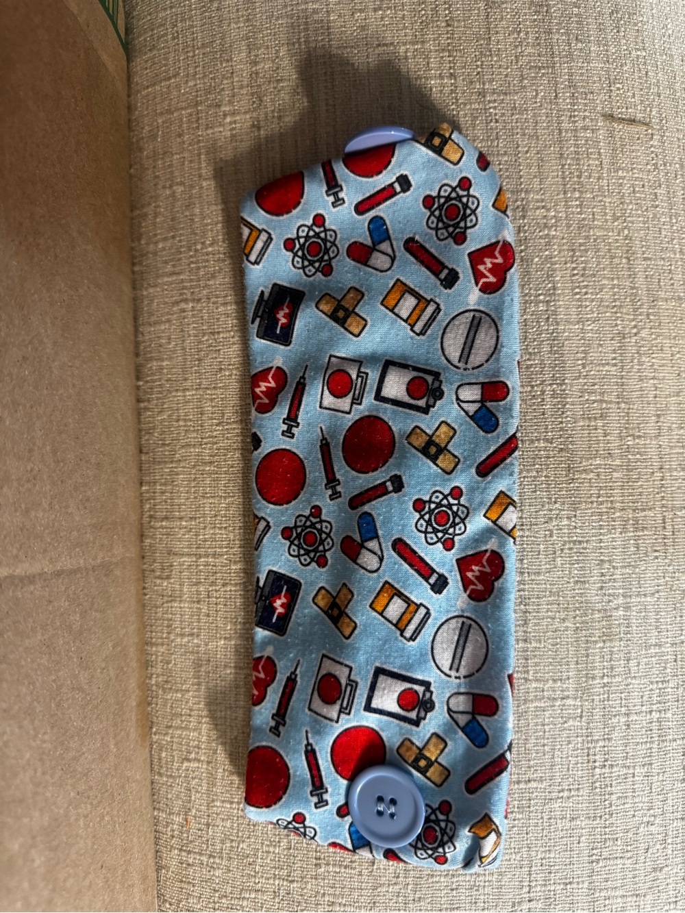 Nurse Print Button Headband in Black with Pink Buttons - Picture 4 of 6